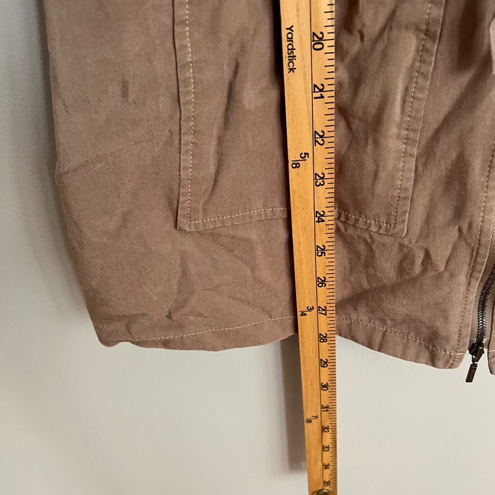 Women Drawstring Waist Full Zip Utility Safari Vest Tan Women L Cargo Military - Picture 5 of 8